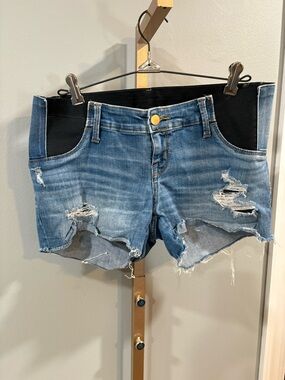 Isabel Maternity by Ingrid & Isabel Distressed Blue Denim Shorts